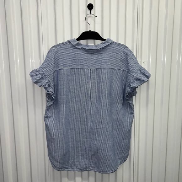 Banana Republic Size Medium Flounce Flutter Sleeve Nautical Bohemian Work Blouse - Picture 3 of 8